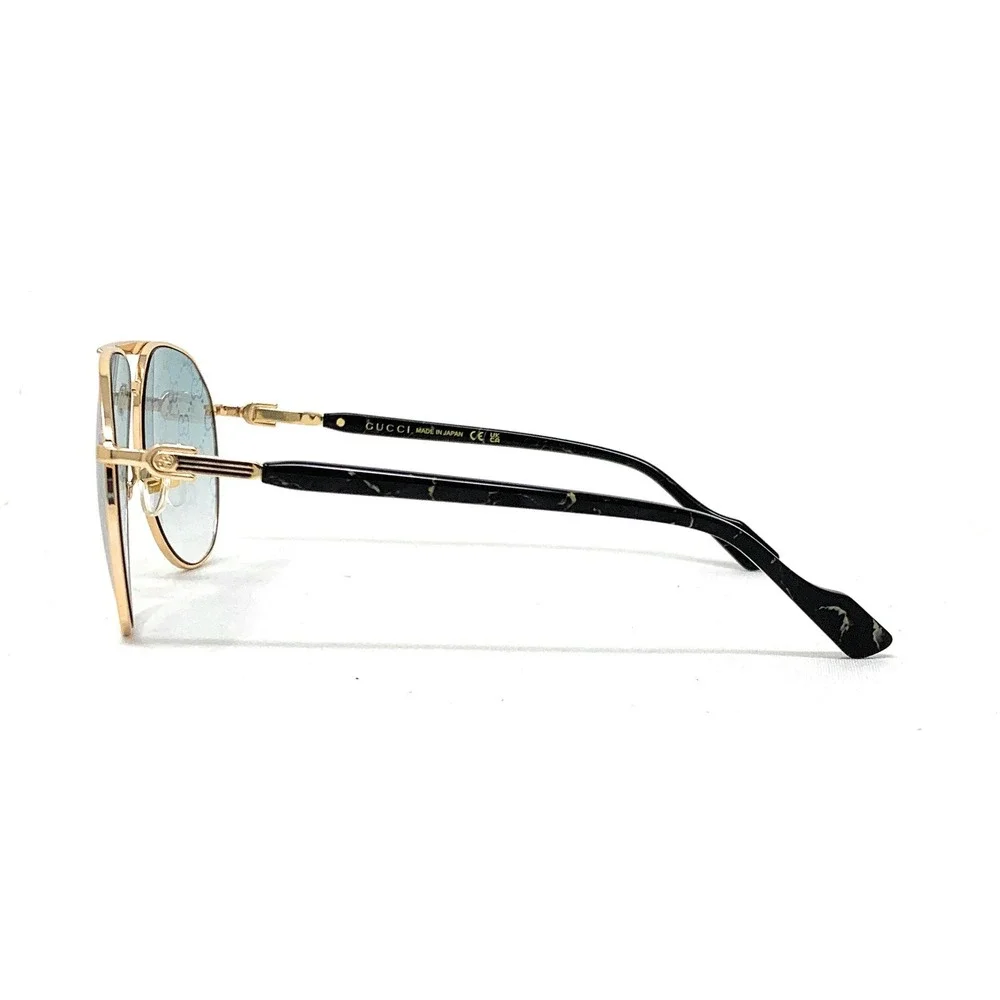 GUCCI Men's Sunglasses GG1220S 004 Gold Black Green Pilot 59mm
